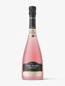 Frosted sparkling wine bottle mockup