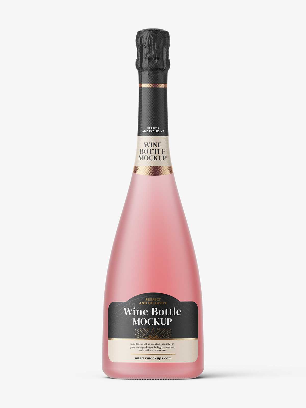 Frosted sparkling wine bottle mockup