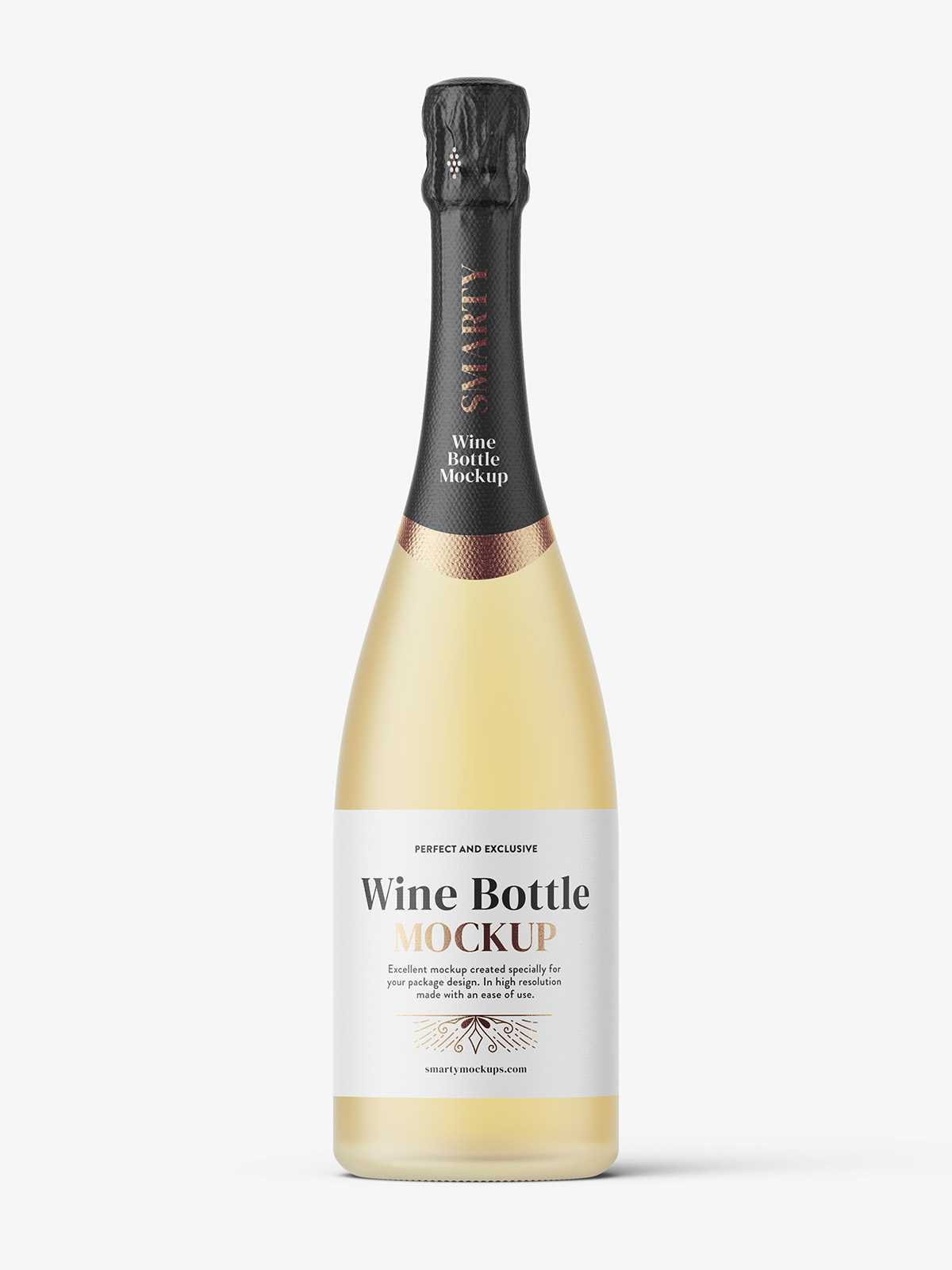 Frosted sparkling wine bottle mockup