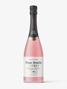 Frosted sparkling wine bottle mockup