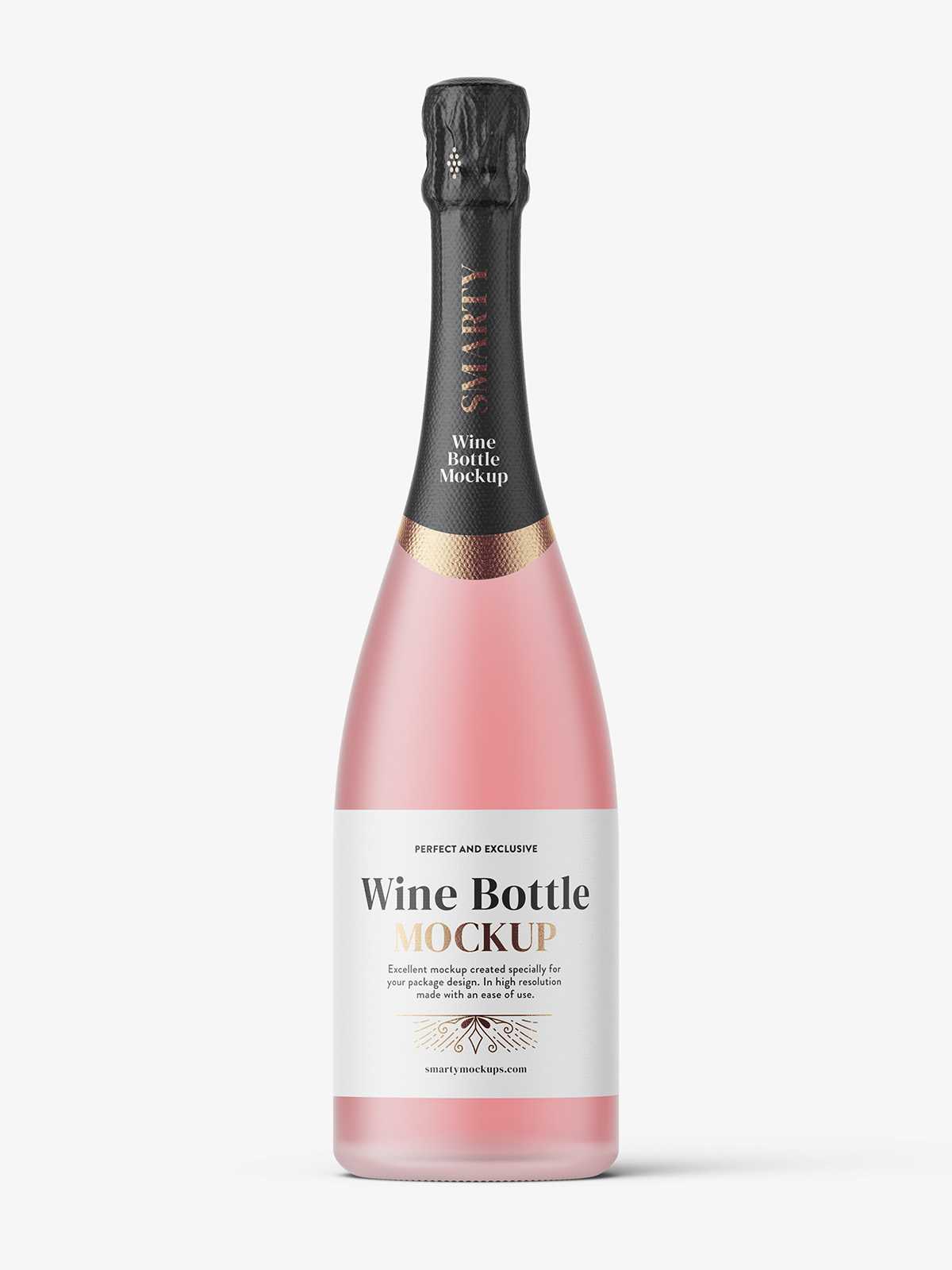 Frosted sparkling wine bottle mockup