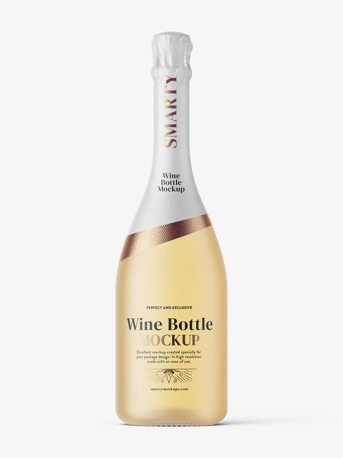 Frosted sparkling wine bottle mockup