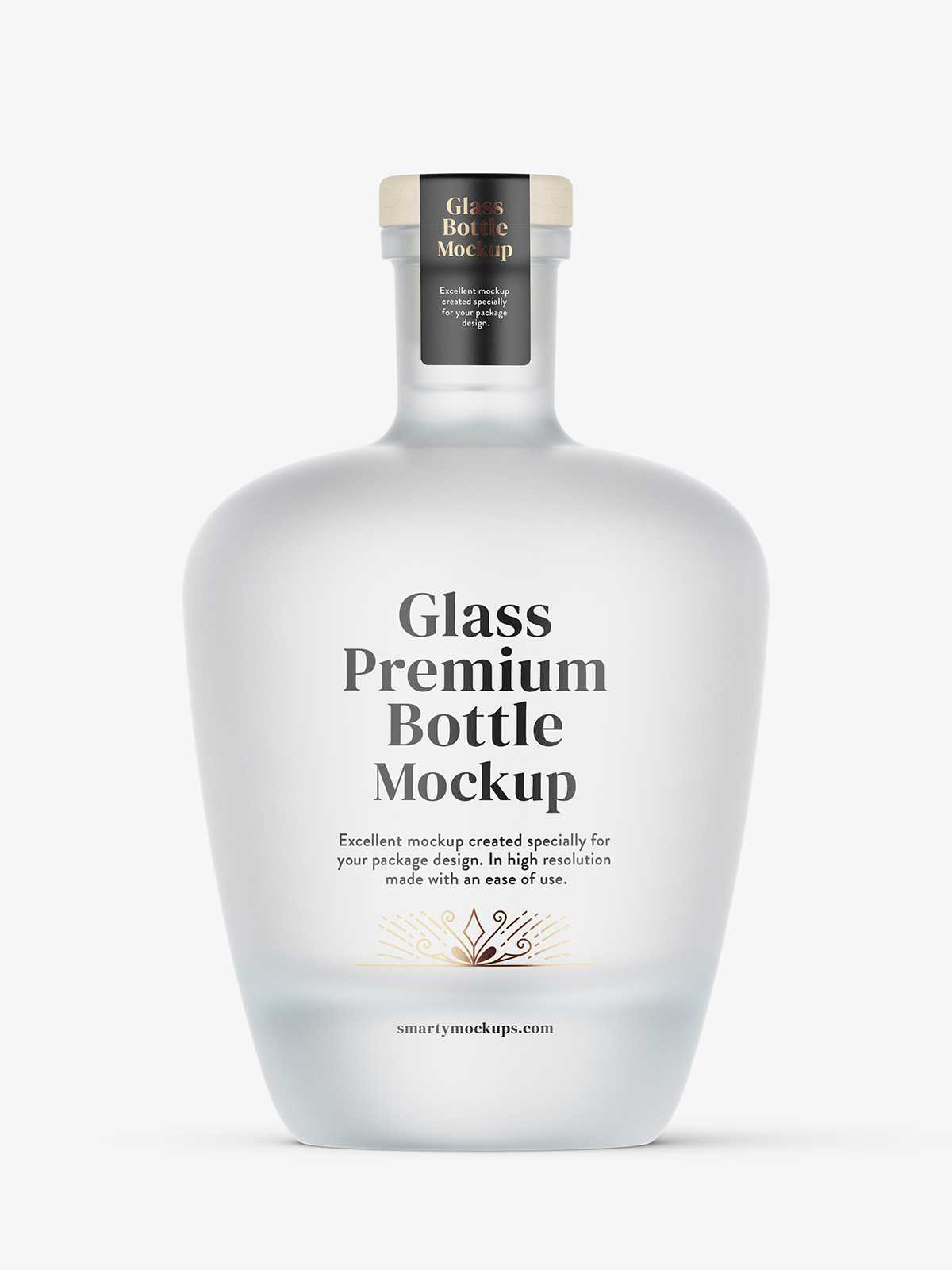 Frosted spirits bottle mockup