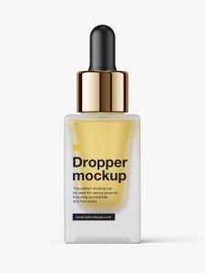 Frosted square bottle with dropper mockup
