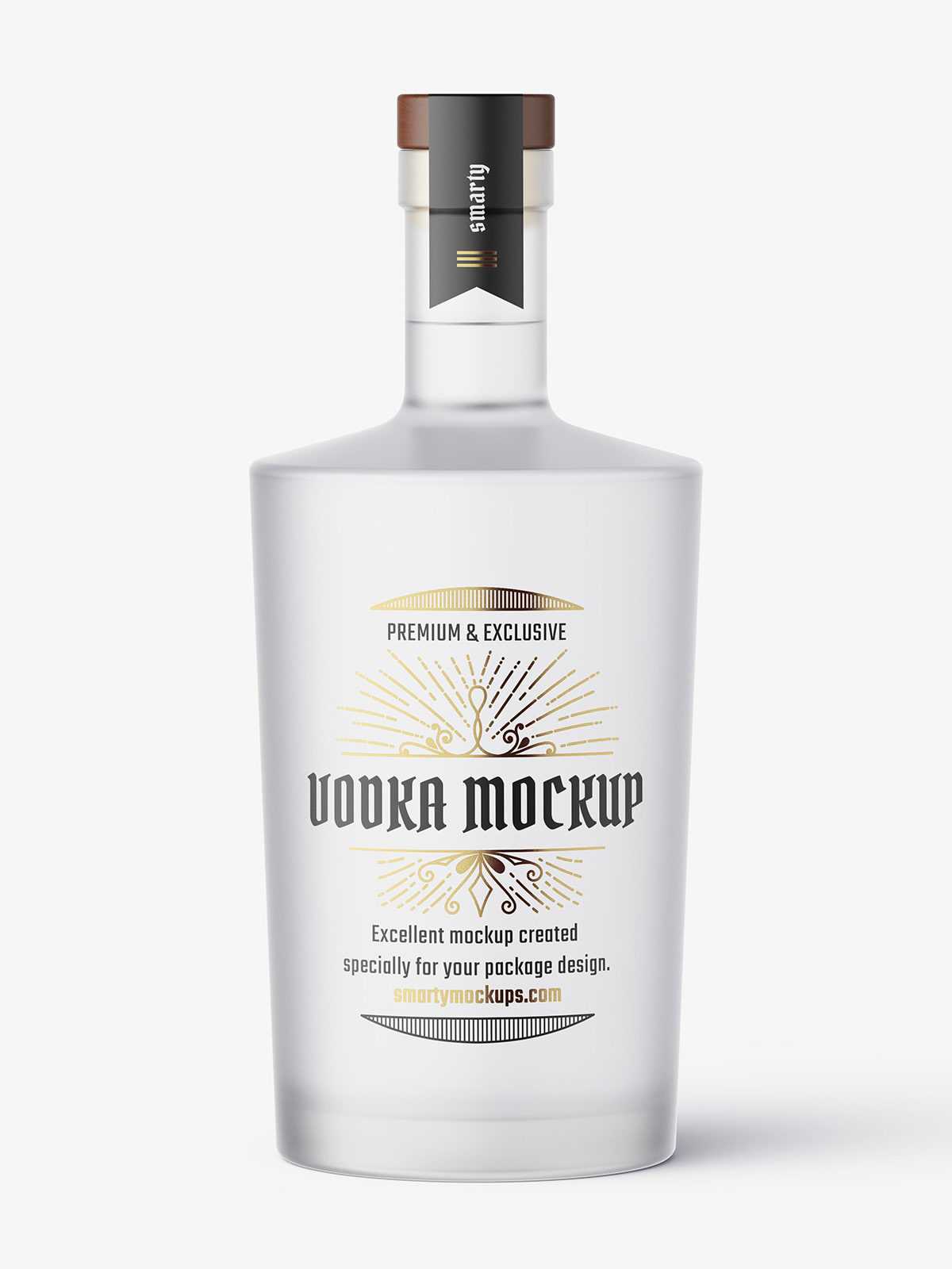 Frosted vodka bottle mockup