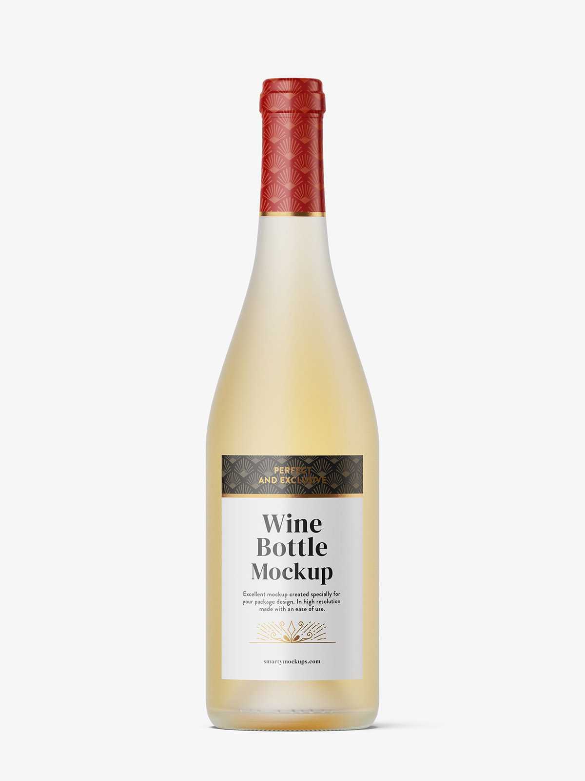Frosted white wine bottle mockup