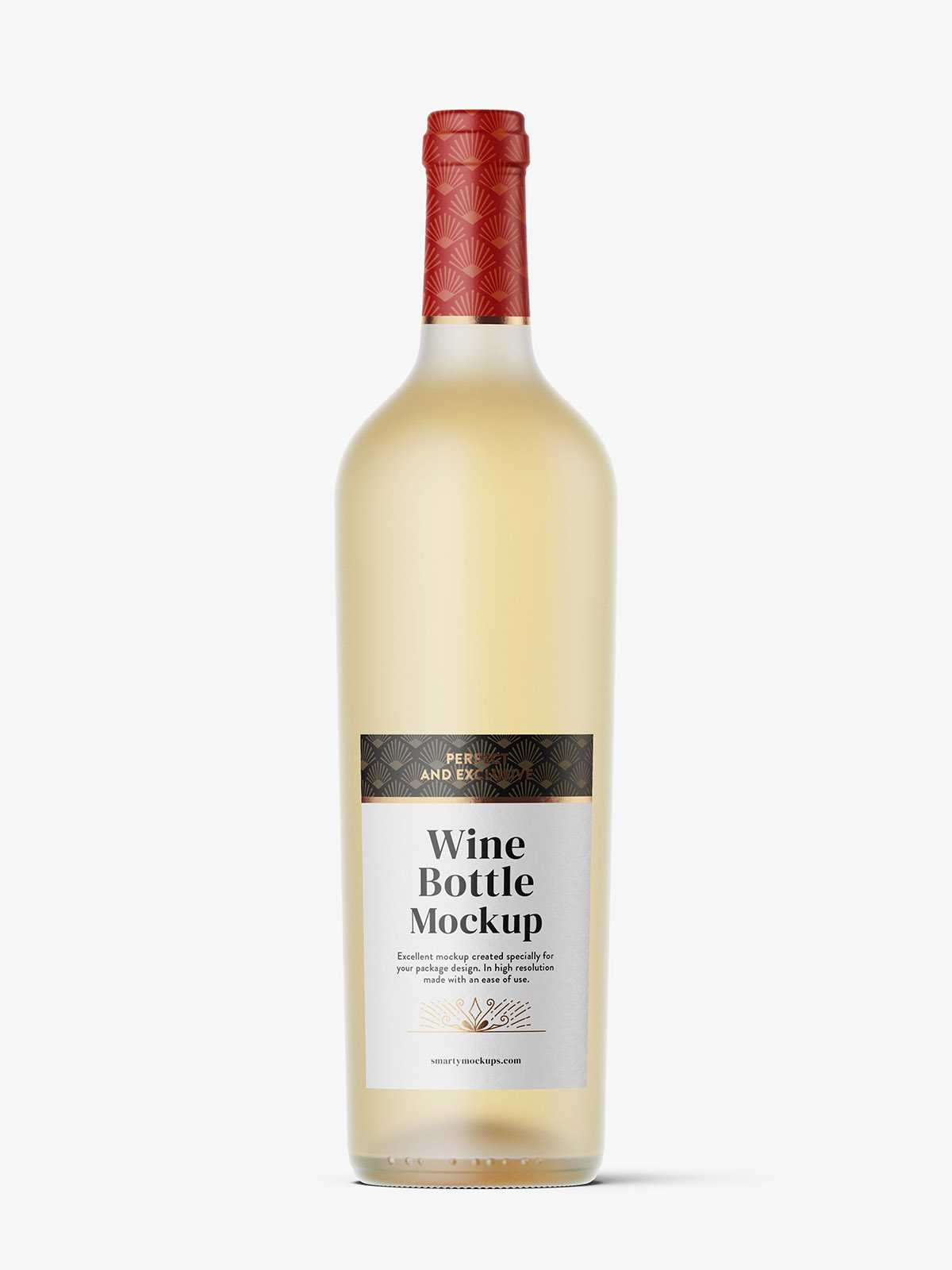 Frosted white wine bottle mockup