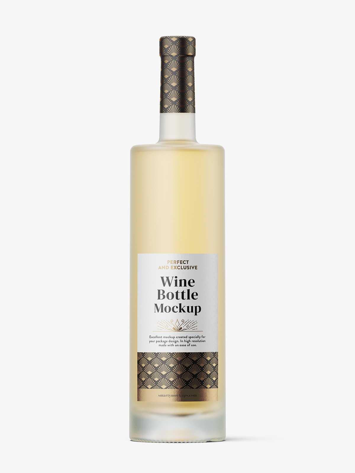 Frosted white wine bottle mockup