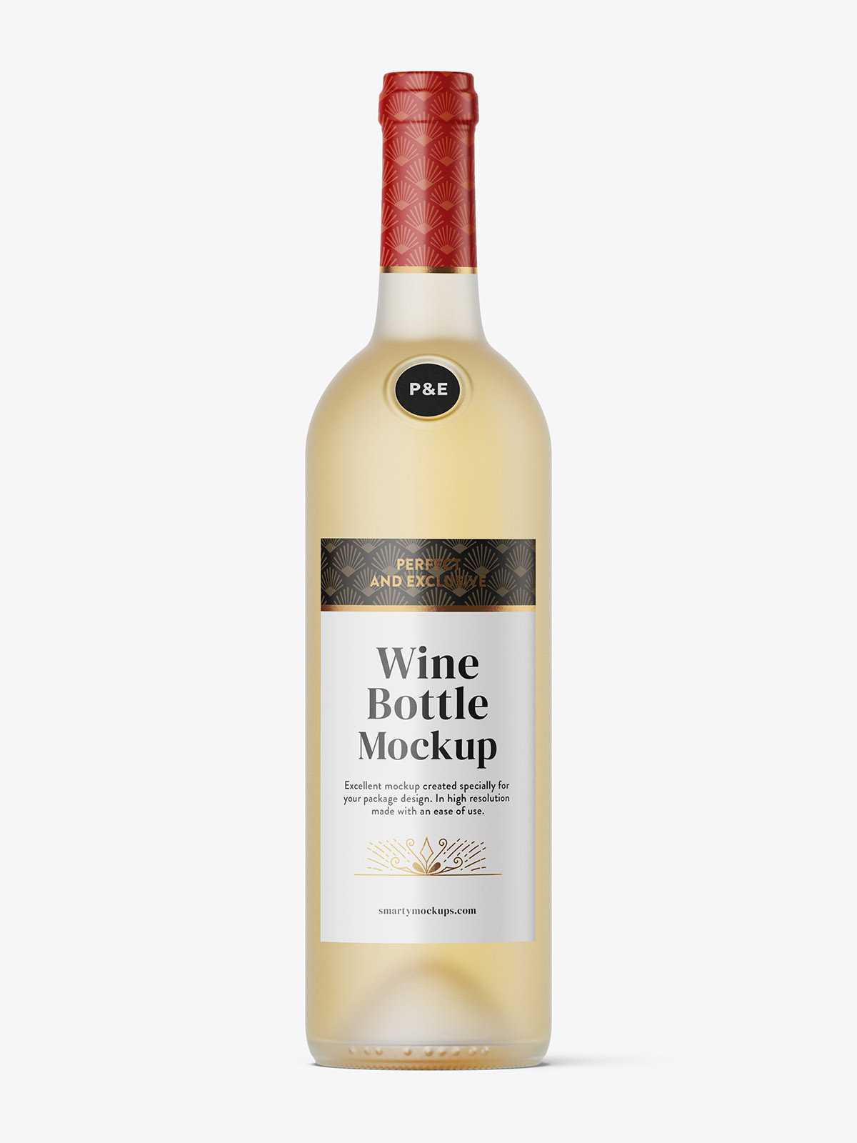Frosted white wine bottle mockup