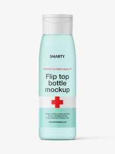 Frosted wide bottle with flip top mockup