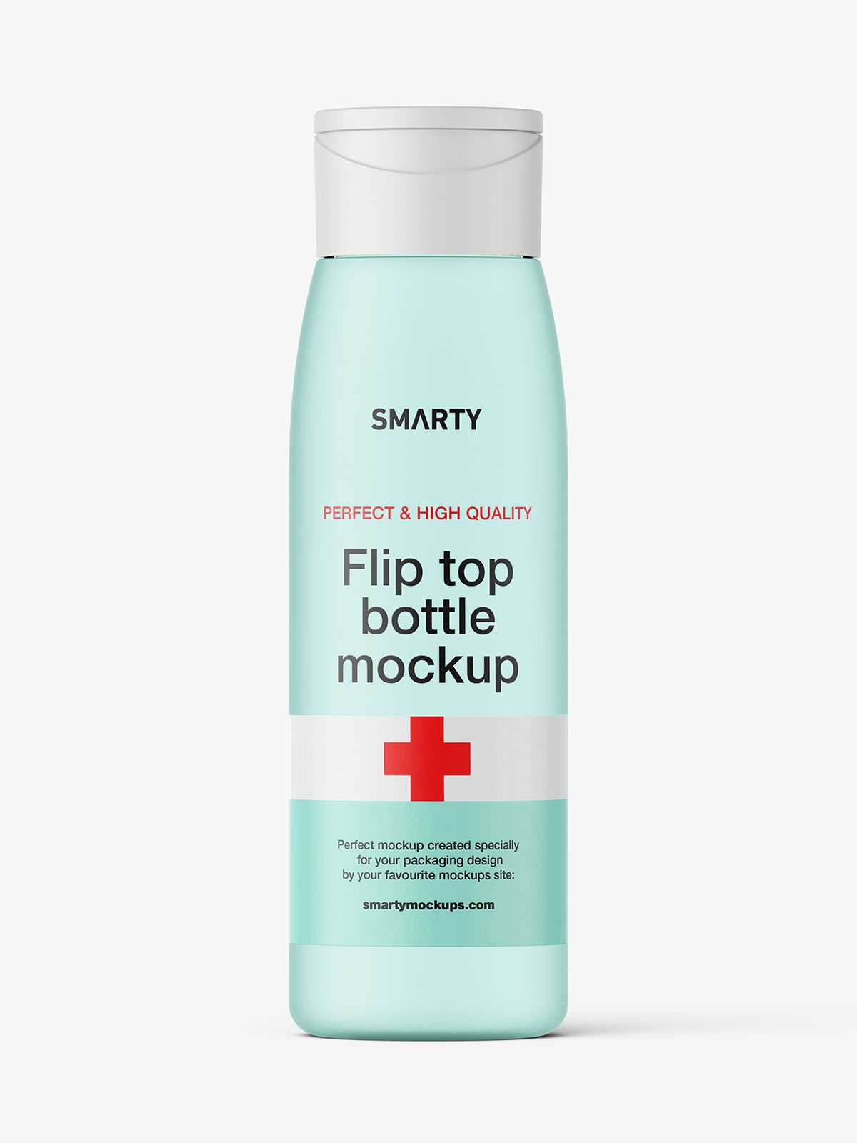 Frosted wide bottle with flip top mockup