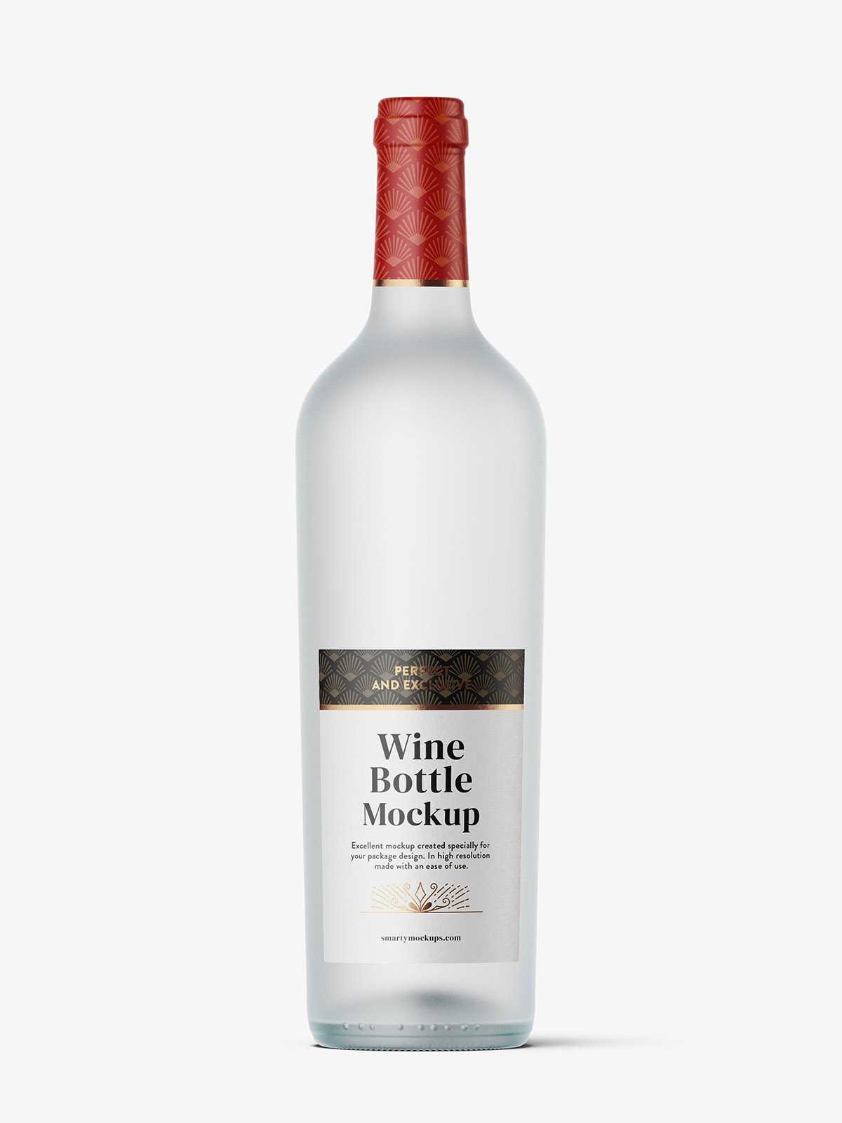 Frosted wine bottle mockup