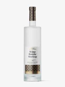 Frosted wine bottle mockup