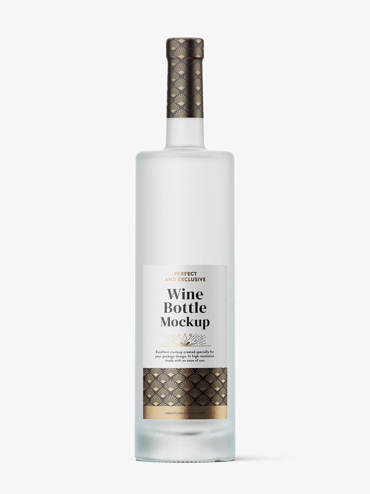 Frosted wine bottle mockup