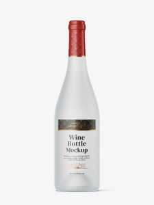 Frosted wine bottle mockup