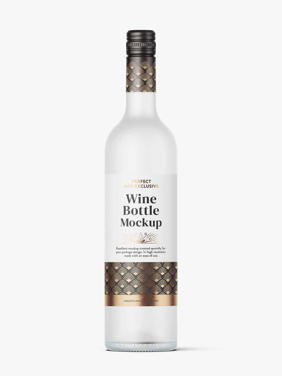 Frosted wine bottle mockup