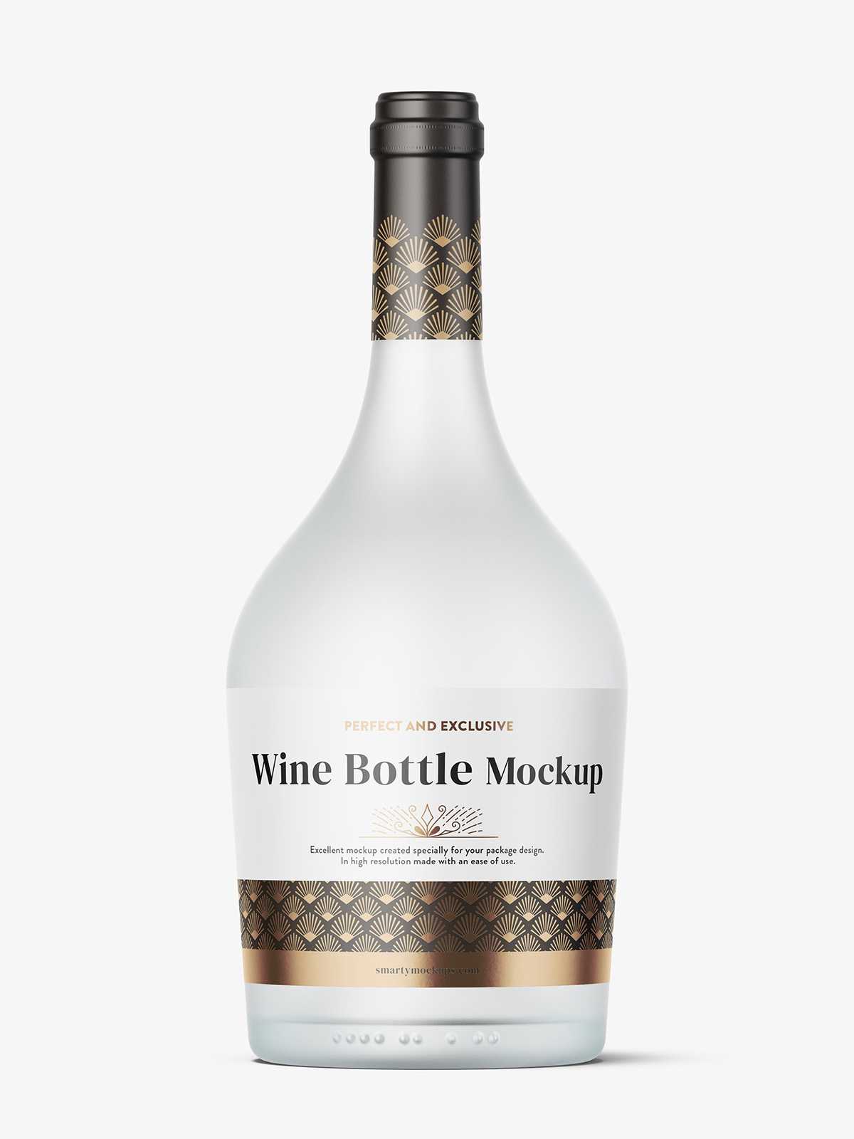 Frosted wine bottle mockup