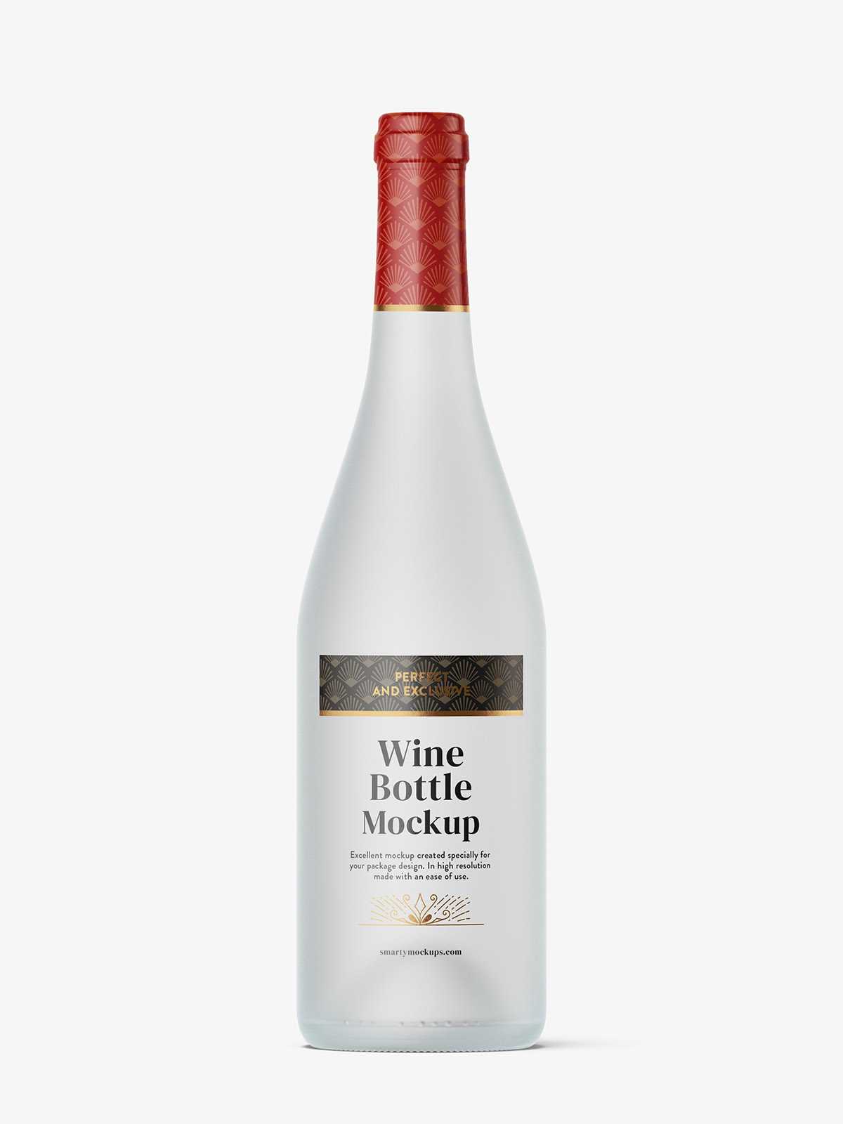 Frosted wine bottle mockup