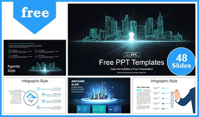 Futuristic City Keyhole PowerPoint Templates