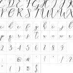 Mapa de caracteres da fonte Gading Font