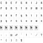Mapa de caracteres da fonte Galaxy Aura Font