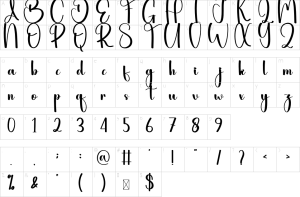 Mapa de caracteres da fonte Galentine Font