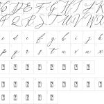 Mapa de caracteres da fonte Galgadot Font