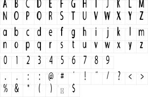 Mapa de caracteres da fonte Galileo Fixed Zoom Font