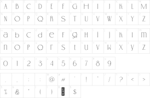 Mapa de caracteres da fonte Gallerya Font
