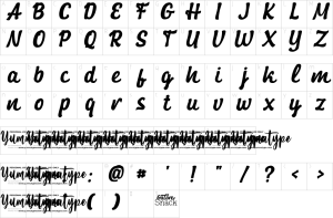 Mapa de caracteres da fonte Galore Snack Font
