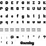 Mapa de caracteres da fonte Gamby Font