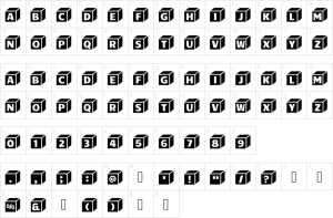 Mapa de caracteres da fonte Game Box Font