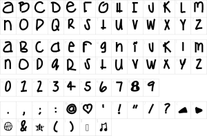 Mapa de caracteres da fonte Games Getchu Nowhere Font
