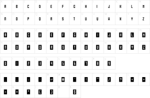 Mapa de caracteres da fonte Gameshow Font