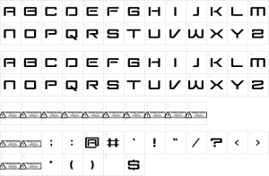 Mapa de caracteres da fonte Gamez Font