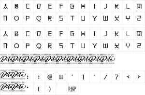 Mapa de caracteres da fonte Gangnam Font