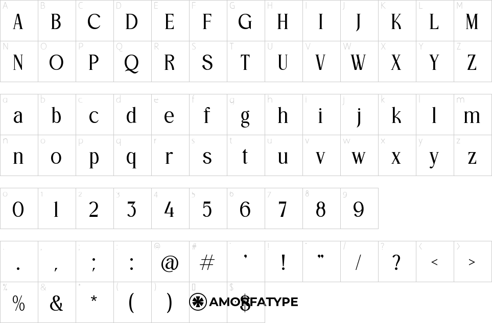 Mapa de caracteres da fonte Gangors Font