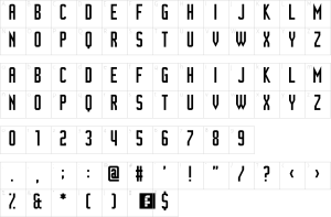 Mapa de caracteres da fonte Ganymedian Font