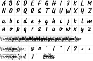 Mapa de caracteres da fonte Garden Marker Font