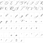 Mapa de caracteres da fonte Gardita Letter Font