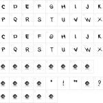 Mapa de caracteres da fonte Garroting Font
