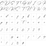 Mapa de caracteres da fonte Gashina Beauty Font