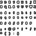 Mapa de caracteres da fonte Gassy Gaut Font