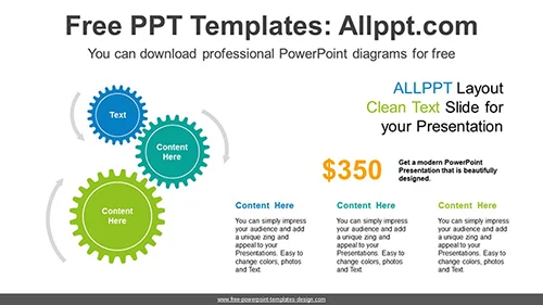 Gear Wheels Rotating PowerPoint Diagram