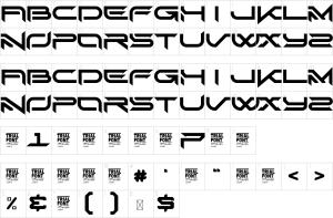 Mapa de caracteres da fonte Geek Trend Font