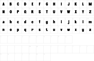 Mapa de caracteres da fonte Gefarin Blur Font