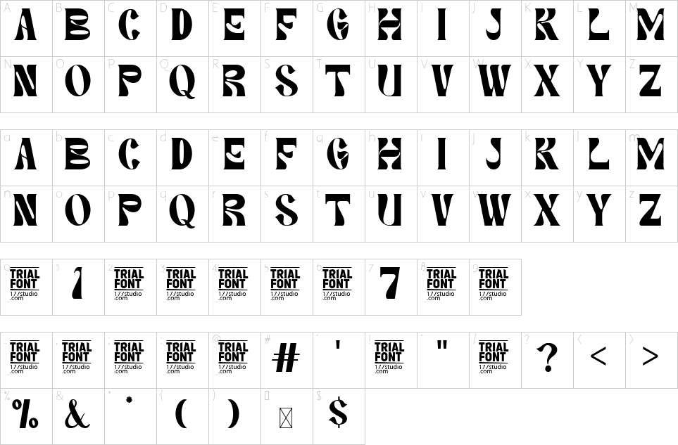 Mapa de caracteres da fonte Generate Changes Font