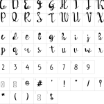 Mapa de caracteres da fonte Genius Font