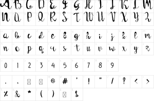 Mapa de caracteres da fonte Genius Font