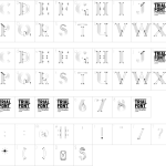 Mapa de caracteres da fonte Genre Line Font